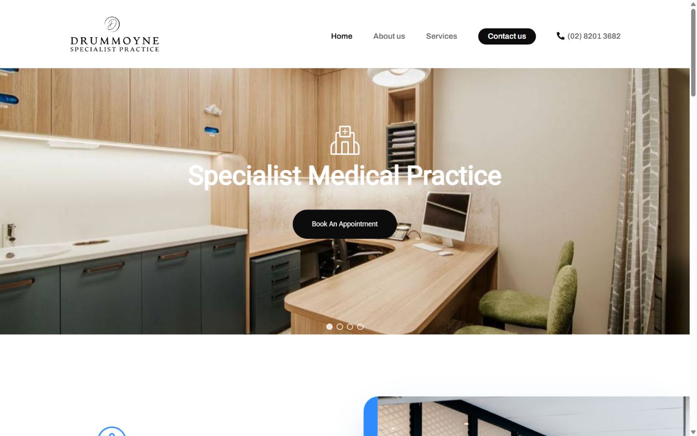 Drummoyne Specialist Practice desktop preview Drummoyne Specialist Practice website at desktop screen size