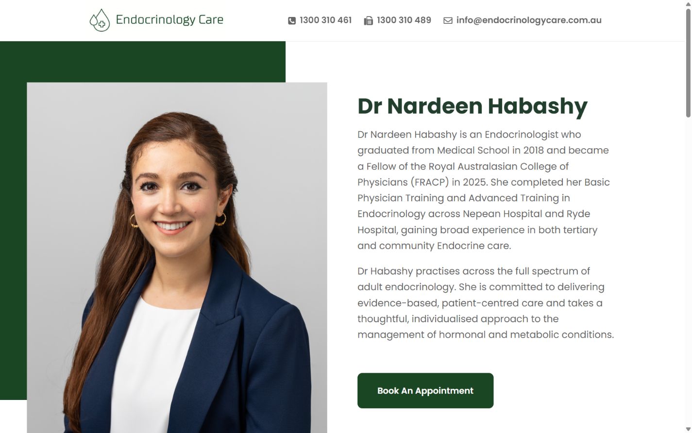 Endocrinology Care desktop preview Endocrinology Care website at desktop screen size