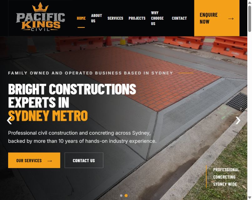 Pacific Kings Civil tablet preview Pacific Kings Civil website at tablet screen size