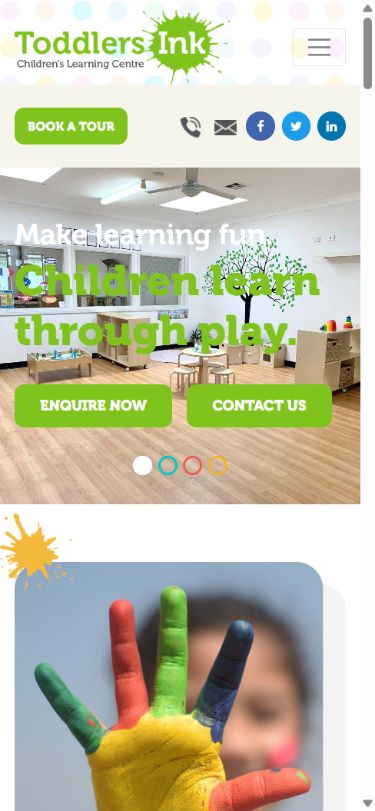 Toddlers Ink mobile preview Toddlers Ink website at mobile screen size