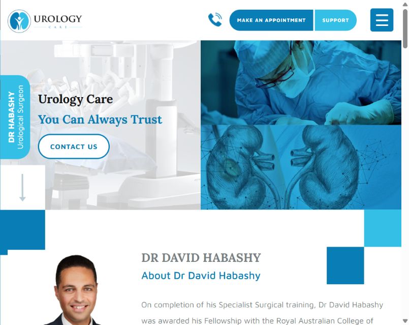 Urocare tablet preview Urocare website at tablet screen size